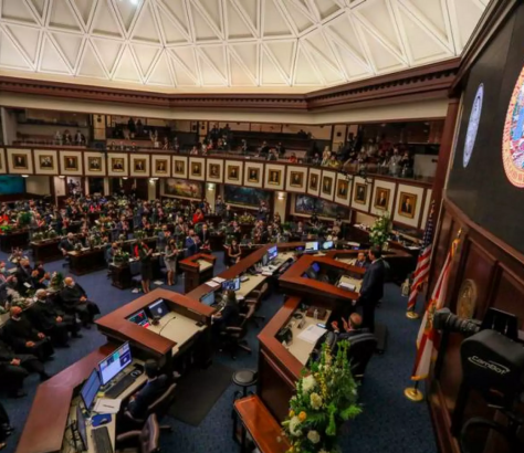 Gov. Ron DeSantis is applauded before delivering his State of the State address during a joint session of the Florida Legislature at the Capitol in Tallahassee on March 2.