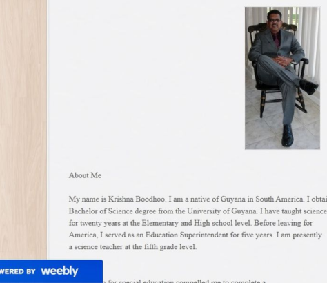 Krishna Boodhoo, a teacher at Riverland Elementary in Fort Lauderdale, is pictured in a screenshot from his website. He was recently fired after allegations that he acted inappropriately with students. The State Attorney's Office declined to pursue criminal charges.