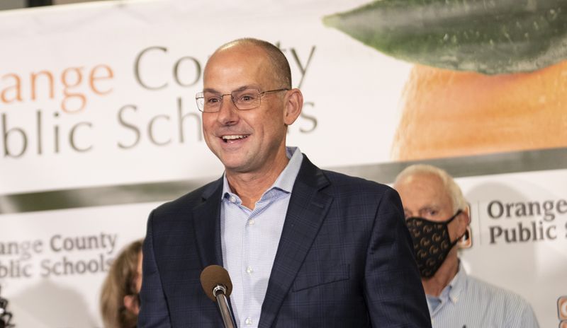 Michael Brown, president and CEO of Travel + Leisure Co. announced the new partnership with Orange County Public Schools to provide scholarships for students who attend Hungerford Elementary in Eatonville, Orlando, Fla., Tuesday, June 22, 2021. (Willie J. Allen Jr./Orlando Sentinel)